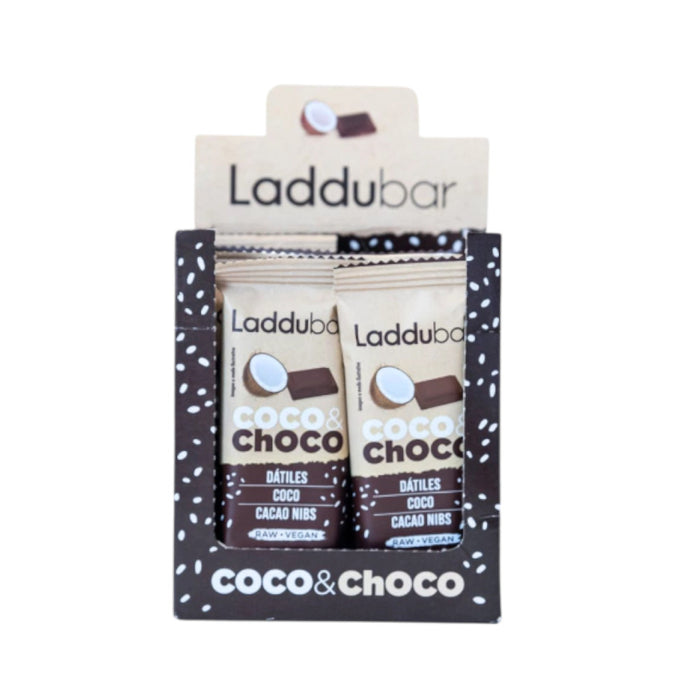 Laddubar Choco Coco Bar with Dates, Coconut & Cacao Nibs, 30 g x 12 Vegan & Gluten-Free Bars