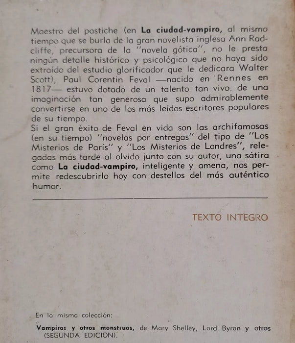 Book La Ciudad Vampiro by Paul Feval, Rodolfo Alonso Editor