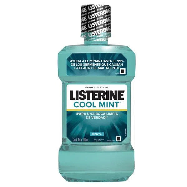 Listerine Mouthwash Enjuague Bucal Antibacteriano Cool Mint Frescura Intensa, Intense Freshness 500 ml