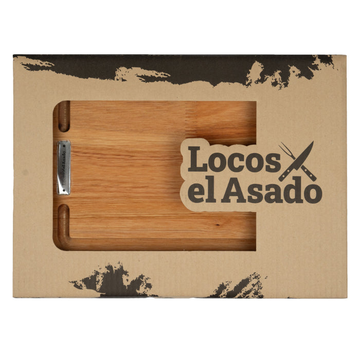 Locos x El Asado Premium Eucalyptus Wood Serving Board – Laser Engraved, 30x20x2 cm, Official License