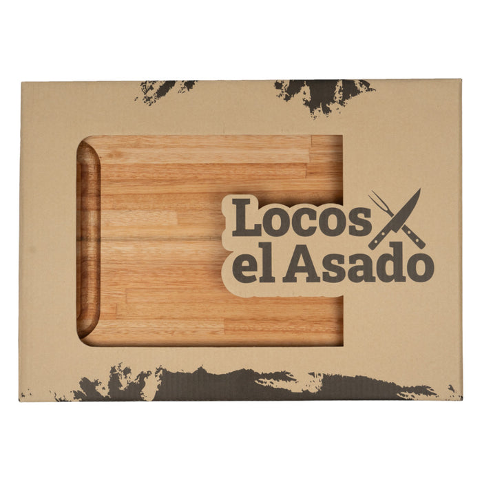 Locos x El Asado Medium Serving Board – Premium Eucalyptus Wood, Laser Engraved, Easy-to-Clean Groove, 47x35x3 cm, Official License