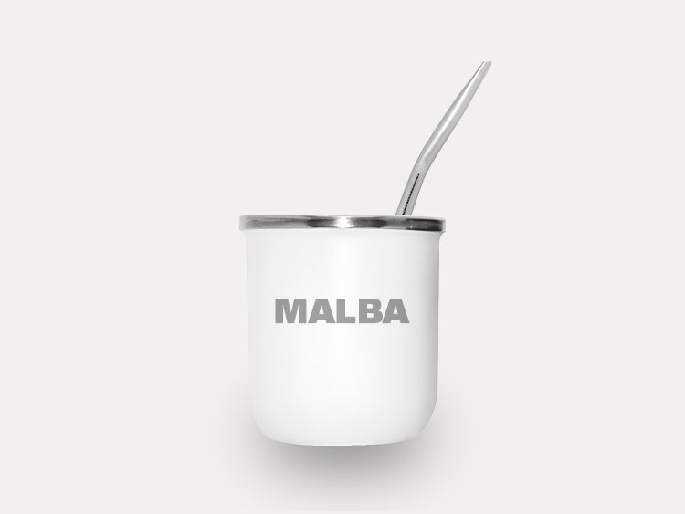 Malba | Metallic Mate Cup - Includes Bombilla for Authentic South American Experience