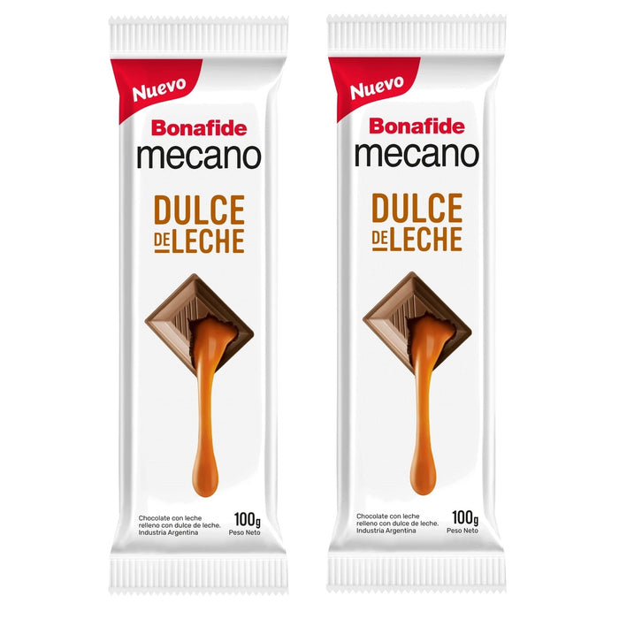 Bonafide Mecano Dulce de Leche Milk Chocolate Bars with Dulce de Leche Filling, 100 g / 3.5 oz bar (pack of 2)