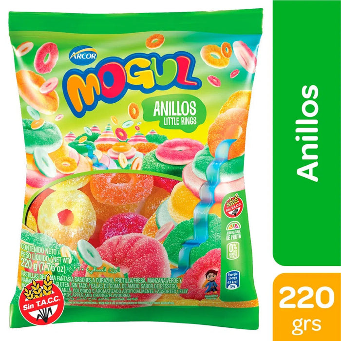Mogul Gomitas Anillos Little Rings Candies Gummies Assorted Flavors Apple, Orange, Peach & Strawberry, 220 g / 7.8 oz