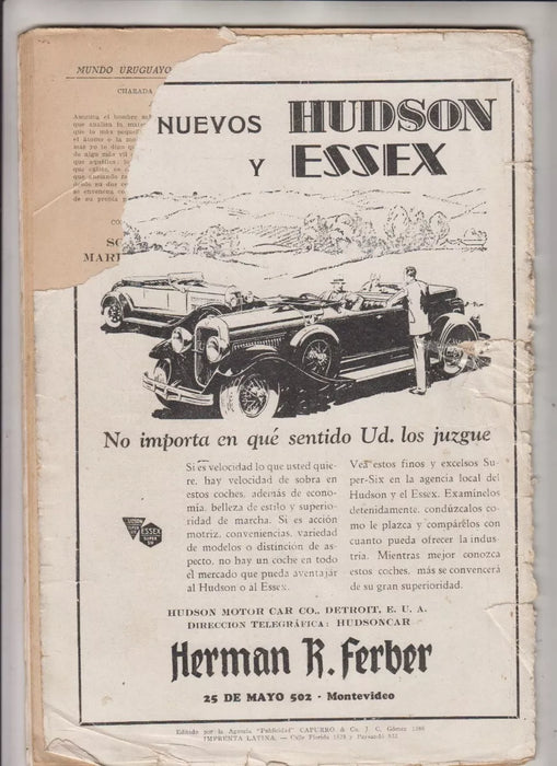 Revista Mundo Uruguayo Magazine Jose Nasazzi in Cover and Note, 1929