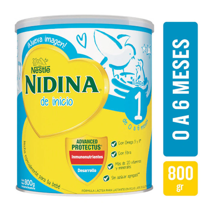 Nestlé Nidina Powdered Milk - Specially Formulated, Omega 3 & 6 Fortified, Immune Nutrients, Easy to Prepare - Birth to 6 Months, 800g / 28.2oz