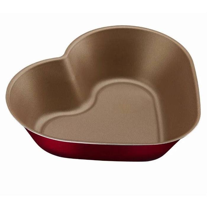 Non-Stick Heart Shaped Metal Mold for Cakes or Desserts, Red Color