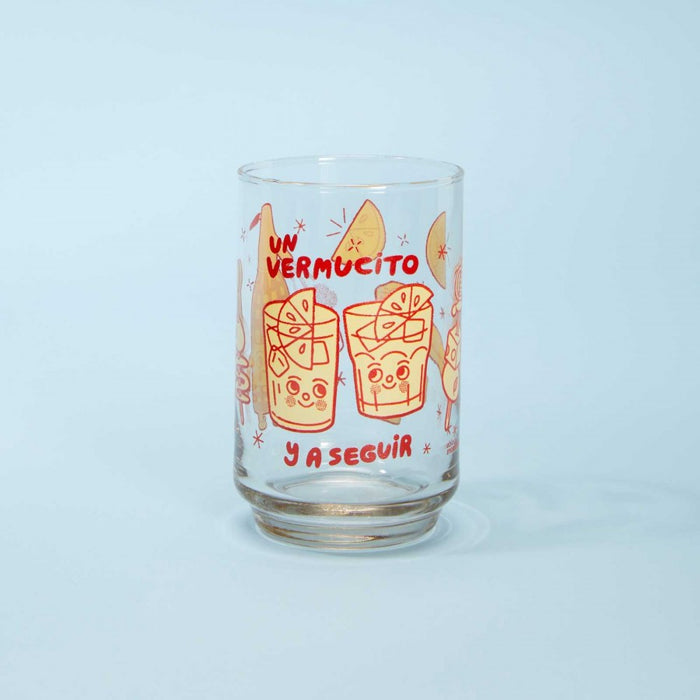 Set of 2 Serigraphed Vitrifiable 350ml Glass Tumblers - Vermucito Green and Red