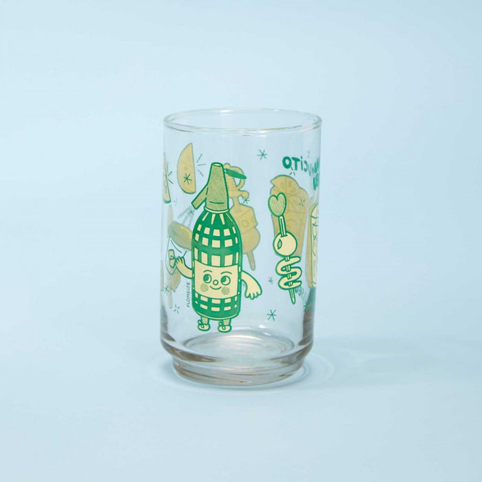 Set of 2 Serigraphed Vitrifiable 350ml Glass Tumblers - Vermucito Green and Red