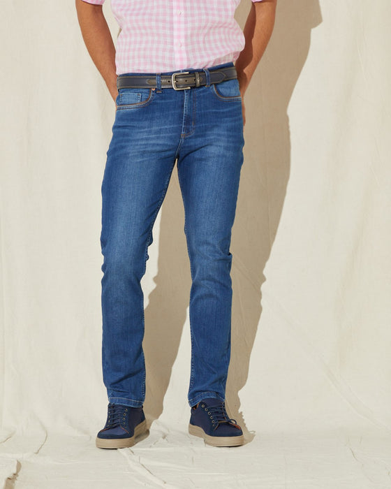 Cardon Pantalón ElastizadoJean Elasticated El Dorado Pants With Blue Piping Regular Cut Medium Rise