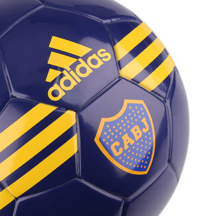 Minibola de futebol Adidas Boca Juniors com logotipo e cores do time 