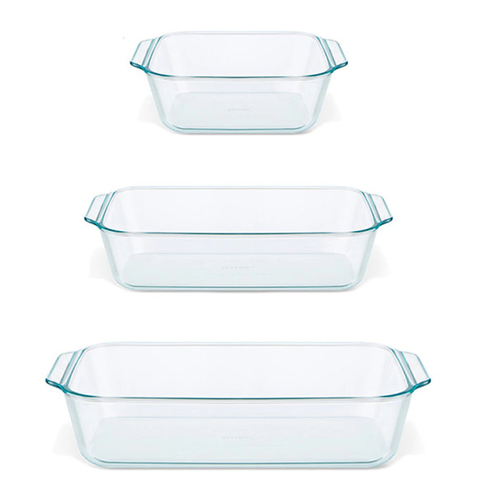 Pyrex Set de Fuentes de Vidrio - Deep Glass Set of 3: Versatile Cooking & Serving Dishes - Essential Kitchenware