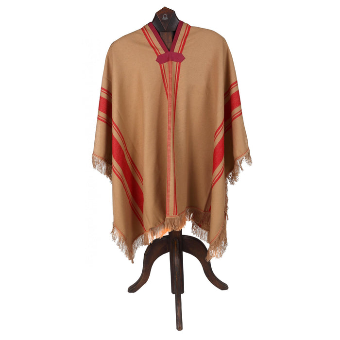 Embroidered Brown Tucumano Poncho - Heavyweight and Exquisite Cape