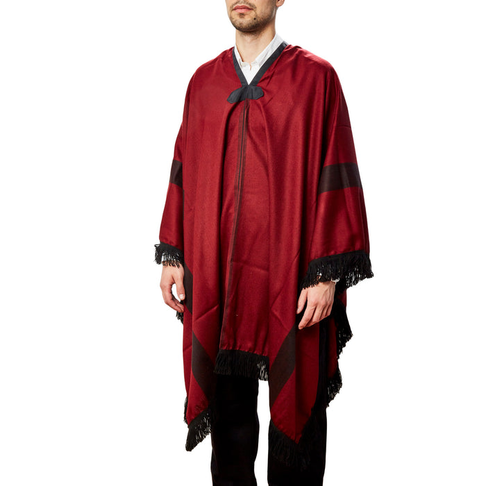 Lightweight Red Salteño Poncho - Authentic Cape for Men and Women