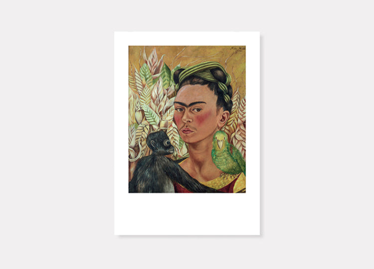 Postal Mexico Moderno Unmatched Postcards: Autorretrato con Chango y Loro - Frida Kahlo - 10 cm x 15 cm
