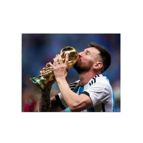 Decorative Poster Lio Messi With The Cup Canvas Printed Poster Lionel Messi World Cup Qatar Wall Art Bright Colors