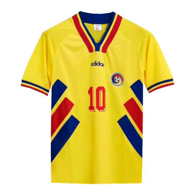 Camiseta Selección Rumania Titular Adidas 1994 #10 Hagi - Adulto - Memorabilia Clásica de Fútbol