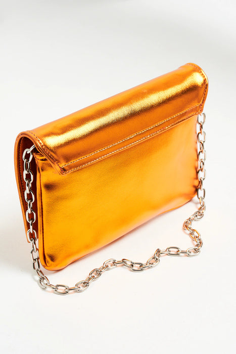 Ruggeri Bags | Non Perfect Flair - Metallic Orange Tazza Envelope with Black Gross Interior & Zippered Pocket