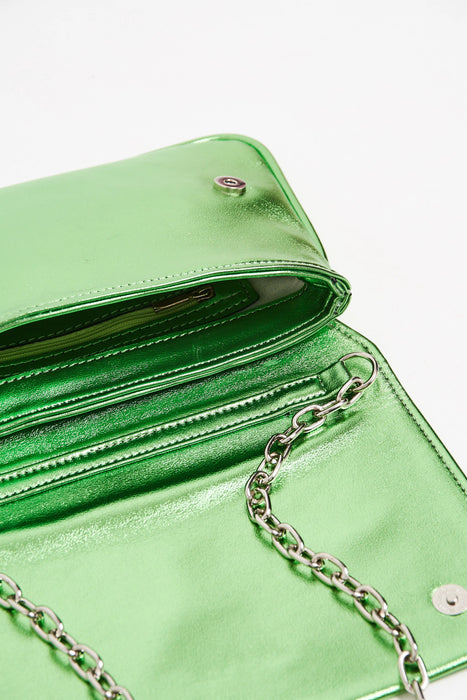 Non Perfect Flair - Metallic Green Tazza Envelope with Black Gross Interior & Zippered Pocket