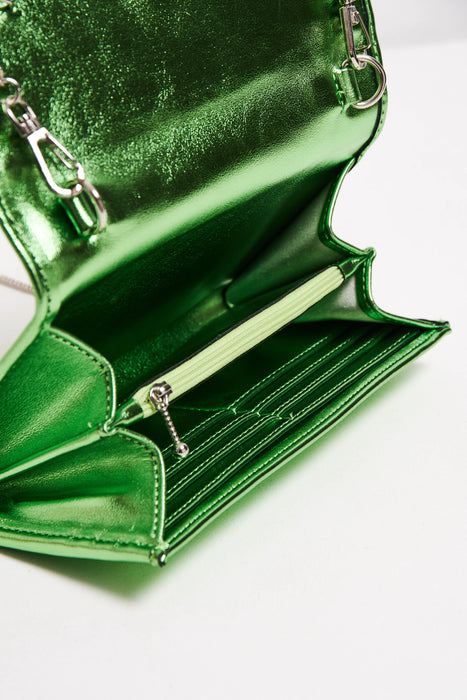 Ruggeri Bags | Bandolera Gin Feria Non Perfect - Metallic Green Crossbody with Magnetic Snap & Nickel Ring Design