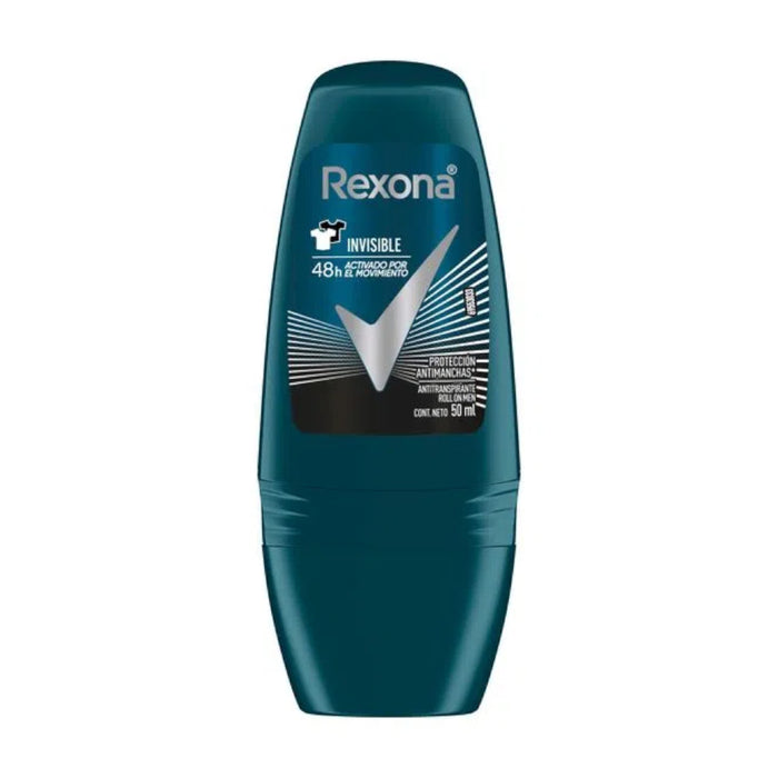 Rexona Men Invisible Roll-On Deodorant for All-Day Protection Long-Lasting Freshness & Odor Control, 50 ml / 1.69 oz fl