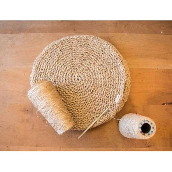 Round Placemats, Hual Made of Jute, Woven with Center Stitch, 35 cm / 13.77" / 35 cm