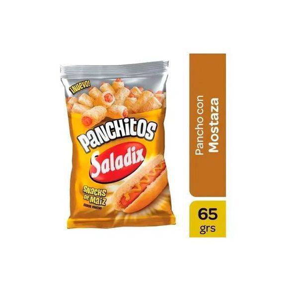 Saladix Panchitos Snack De Harina de Maíz Snack Fubá Sabor Cachorro Quente, 65 g / 2,29 oz saco