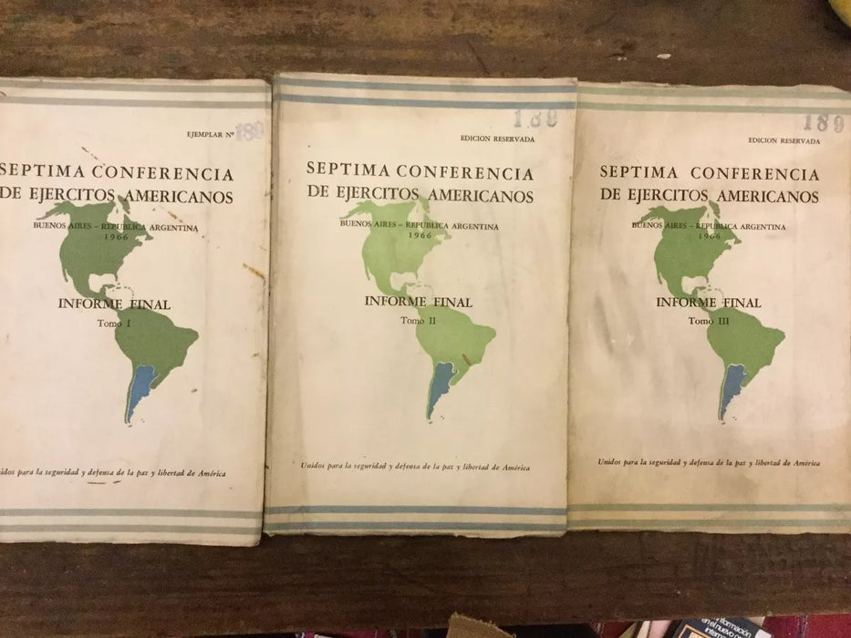 Set of Books Septima Conferencia de Ejercitos Americanos Final Report, Volumes I II & III (3 books)