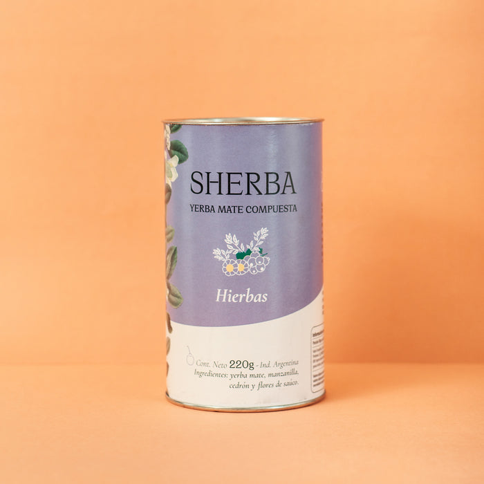 Sherba | Agroecological Yerba Mate Tea with Chamomile, Elderflower, and Lemon Verbena - Herbal Bliss in a Tin | 220 gr