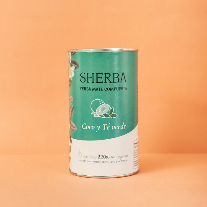 Sherba | Delicious Coconut Flakes & Green Yerba Mate Tea Blend - Energizing and Refreshing | 220 gr