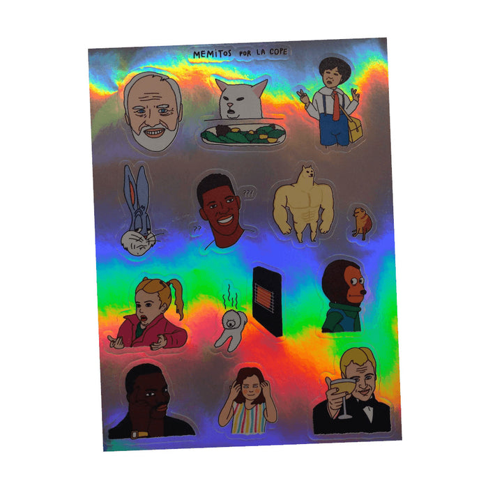 La Cope Holographic Memitos Stickers - Memes in Stunning Holographic Version, Sticker Sheet Included