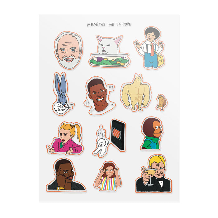 La Cope Memitos Stickers - Vinyl Sheet of Memes Stickers, Expressive and Durable