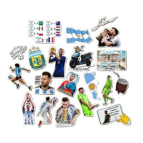 Pack 20 Stickers para Termo Selección Argentina Campeon Mundial Stickers for Thermo Argentina National Team World Champion (20 pcs, 7 cm each sticker)