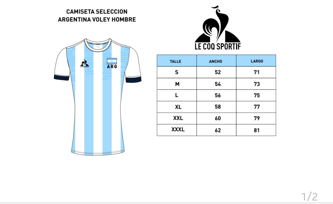 Remera Camiseta Voley Official Argentine Volleyball Team Shirt Lecoq Sportif With Short Sleeves 2023