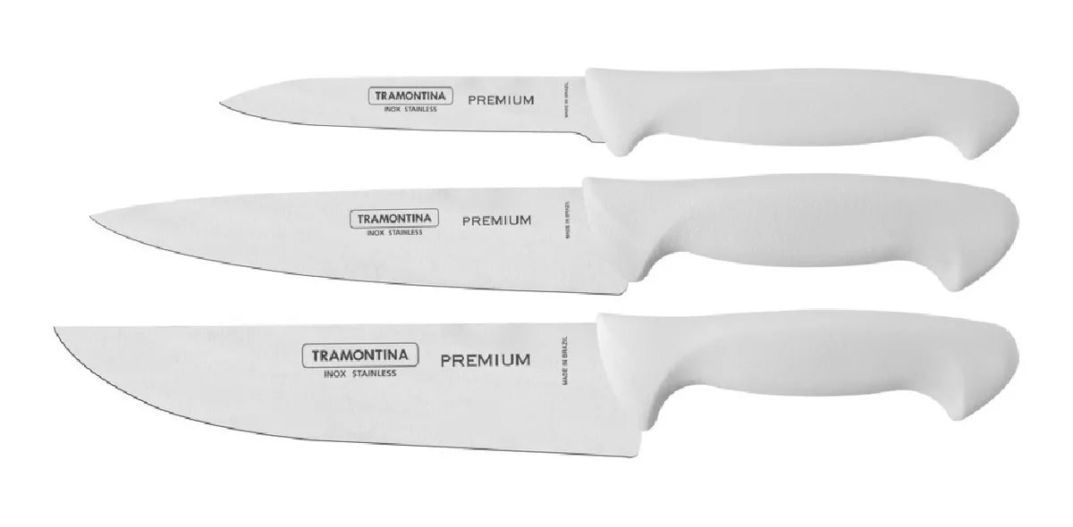 Tramontina Premium Quality Stainless Steel Kitchen Knife Set with Polypropylene Handles Juego de Cuchillos de Acero Inoxidable Premium (3 pc)