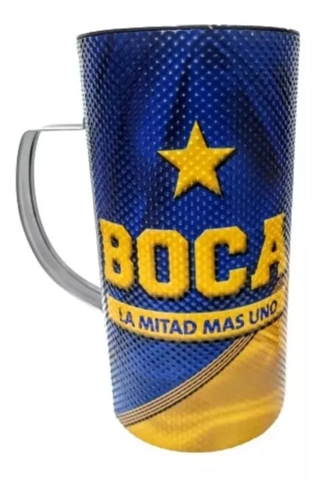 Vaso Güira Stainless Steel Guiro Shaker Thermal Tumbler Boca Juniors Design, 750 ml / 25.4 fl oz cap