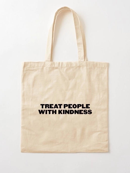 Treat People With Kindness Tote Bag - Eco-Friendly, Inspirational Quote, Reusable Shopping Bag