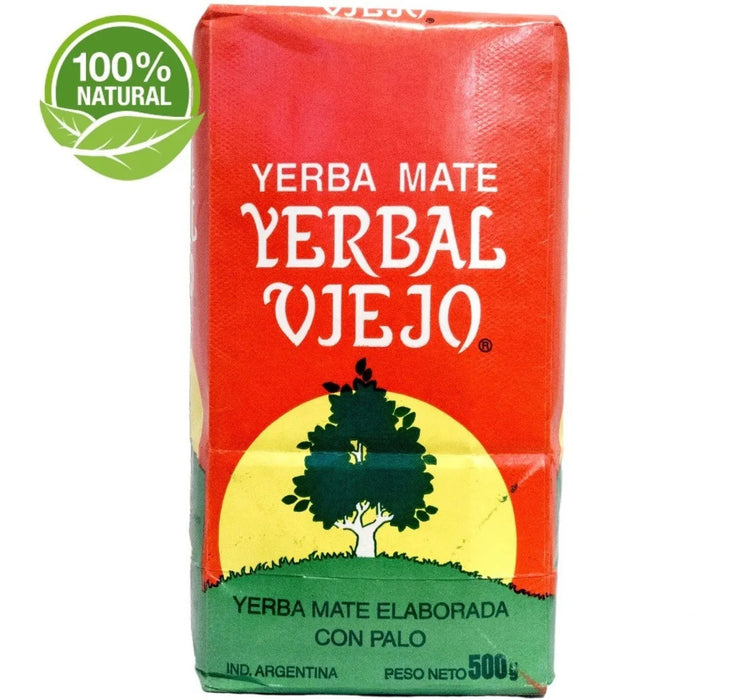 Yerbal Viejo Traditional Yerba Mate with Stems Wholesale Bulk Pack - New Packaging, 500 g / 1.1 lb (20 count per pack)