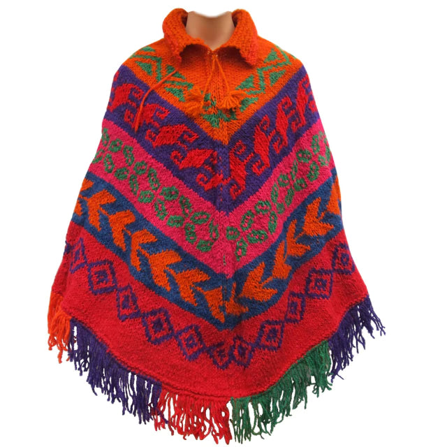 Handcrafted Artisanal Poncho: Norteño Argentinian Style - Multicolor - For Adults