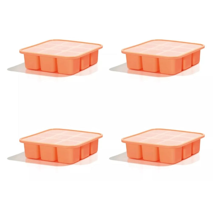Set 4 Silicone Ice Cube Trays with Large Ice Cubes and Lid Cubeteras de Silicona con Tapa Hielos Grandes 60cm3 (Various Colors Available)