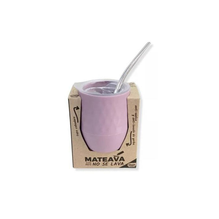 Mateava Mate with Bombilla Straw & Lid, Anti-Spill Mate Cover Lid